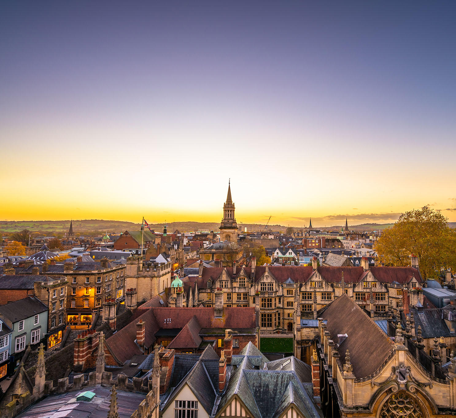 A view of Oxford City viewed from the tower of St. Mary Church.
